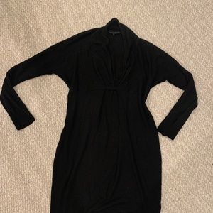 100% Wool V-neck Cowl Dress Midi/Knee-length